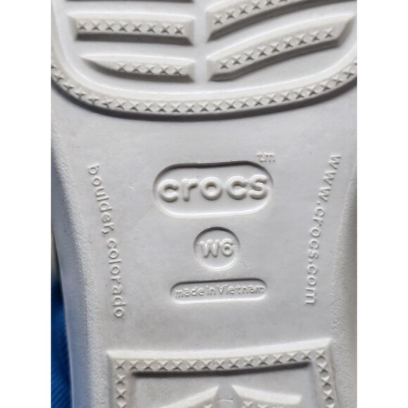 Crocs Patricia Wedge Strappy Slide Slip On Sandals Womens Size 6 White/Tan - Picture 9 of 10